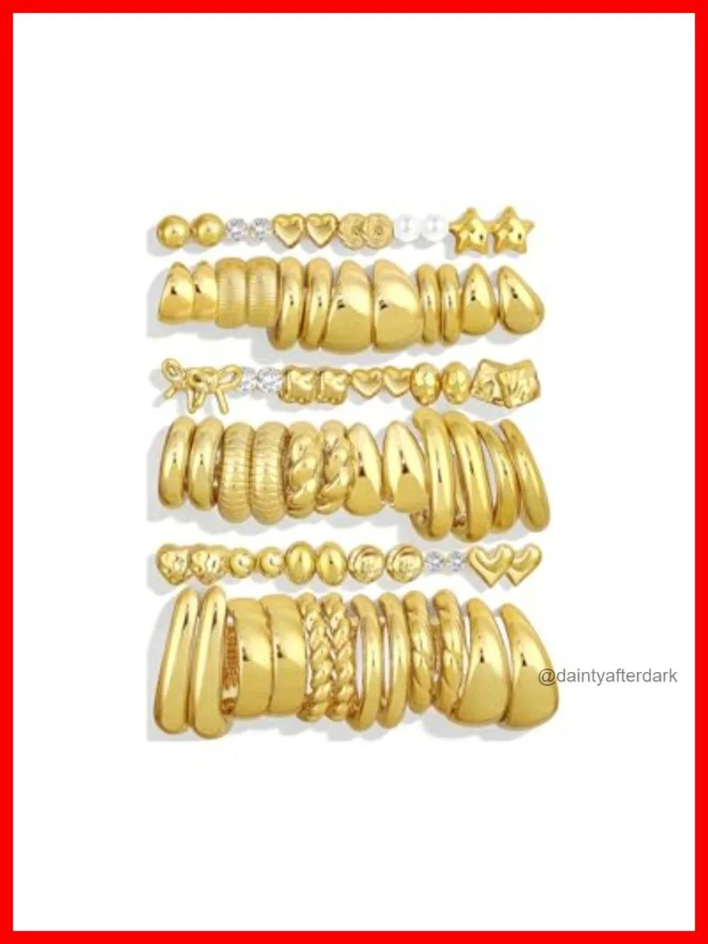 36 Pairs Chunky Gold Hoop Earrings Set for Women, Hypoallergenic, Lead-Free &